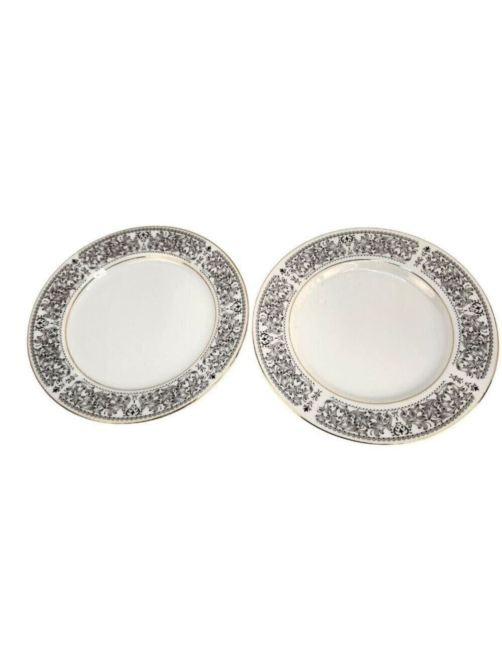 Royal Wentworth Ambassador Black Gold Salad Plates Set 2